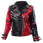 NEW Harley Quinn Heartless Asylum Biker Black & Red Leather Jacket For Women
