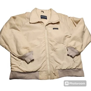 Vintage 80s Lands End Squall Jacket Women Size L? Cream Soft Shell Bomber Jacket - Picture 1 of 8