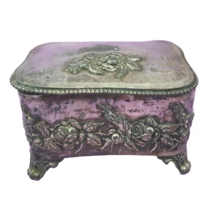 Derby Silver Co Quadruple Plate Hinged Dresser Jewelry Trinket Box Vintage FLAW - Picture 1 of 12
