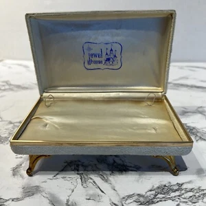 Vintage Jewelry Presentation Box Jewel House  50s Velvety Gold Footed Discolored - Picture 1 of 17