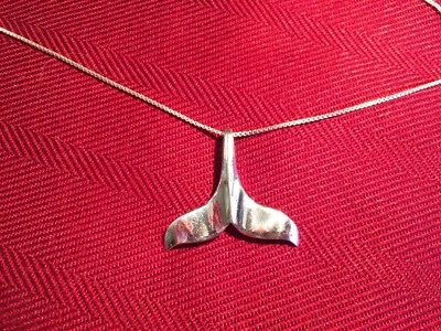 NEW Polished Whale/Dolphin Tail Necklace Mermaid Tail Pendant Sterling Silver - Image 1 of 4