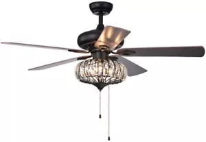 52 Inch Tiffany Style Crystal Ceiling Fan Chandelier Remote Control Black Light - Picture 1 of 8