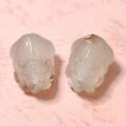 A pair of  Natural cherry blossom agate brave troops carving through-hole