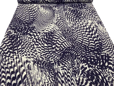 Stoff Viskose Chiffon Georgette Abstrakt Druck marine blau vanille Blusenstoff - Bild 1 von 4