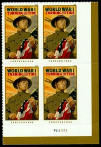 WORLD WAR I - TURNING THE TIDE US HISTORY SCOTT #5300 FOREVER STAMP PLATE BLOCK - Picture 1 of 4
