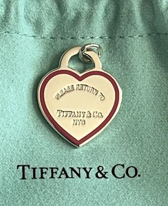 RETIRED Tiffany’s Return To Tiffany Heart Medium Red Enamel Border Charm925 New - Picture 1 of 3