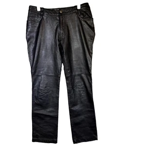 Periscope PS-3983 Pants Women's 9 Black 100% Leather Straight Leg Classic W488 - Picture 1 of 11