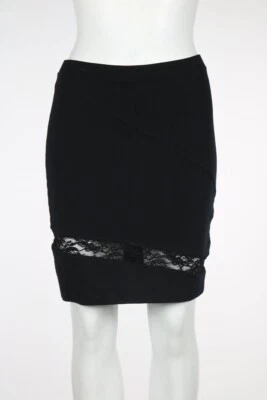 Falda David Lerner Talla S Negra Recta Sobre la Rodilla Nylon Carrera Foto 1 de 4