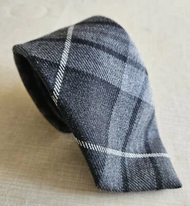 Vintage The House of Edgar Pure New Wool Grey Tartan Tie - Picture 1 of 5