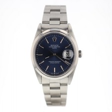 Rolex Date 34 mm Steel Automatic Blue Oyster Watch 15200 Circa 1991