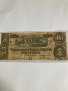 ~1864 Konföderierte Staaten von Amerika 10 $ Ten Dollars - Bürgerkriegsnote - Bild 1 von 5