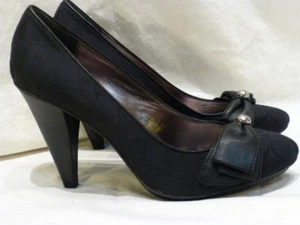 Scarpe decolte Coach Alaina donna 10,5 M firmate logo pelle nero tela tacco - Foto 1 di 12