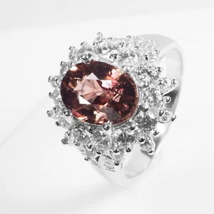 Red Mahogany Zircon 2.45Ct 925 Sterling Silver White Gold Plated Rings Size 7 - Picture 1 of 8