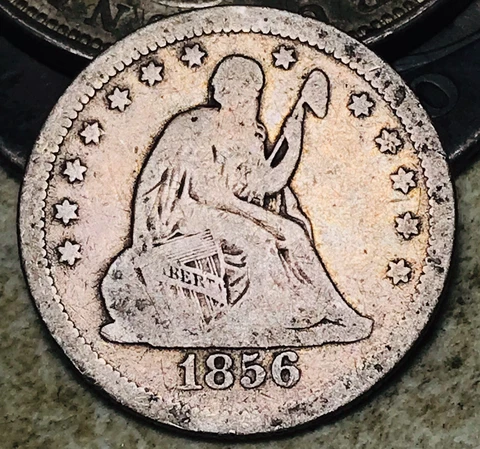 1856 Seated Liberty Quarter 25C Ungraded 90% Silver US Coin CC18536 Cover