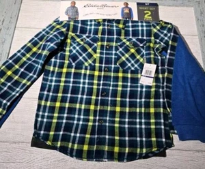 Eddie Bauer 2pc Boys Shirts Flannel And Themal Long Sleeve Shirts SZ 6/7 MSP$52 - Picture 1 of 4