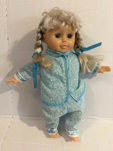 Just Kidz 13 Inch Doll Cute Sleepy Eyes Blonde Pajamas PreOwned Condition - Picture 1 of 5