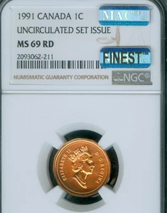 1991 CANADA 1 CENTS NGC MS69 PQ MAC FINEST GRADE SPOTLESS  * - Picture 1 of 4