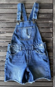 Girls Levi’s Jean Shortall Sz 6 Reg Denim Cutoff Shorts Overalls 5 6 Years Logo - Picture 1 of 6