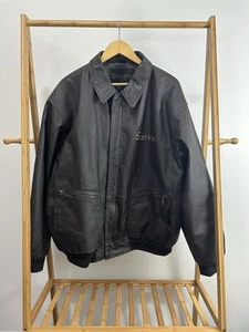 VTG Snap-On Tools Quilted Lined Leather Bomber Jacket Dark Brown Size 2XL - Picture 1 of 7