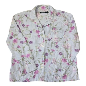 Lauren Ralph Lauren Floral Pajama Top Shirt Womens M Sleepwear Lounge Preppy - Picture 1 of 7