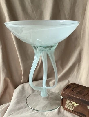 Jozefina Krosno Poland Hand Blown Art Glass Octopus Jelly Fish Compote Dish Bowl - Image 1 of 4