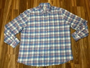 FAHERTY Shirt Men's Flannel Blue Pink Plaid Organic Cotton Stretch Hiking XXL - Picture 1 of 8