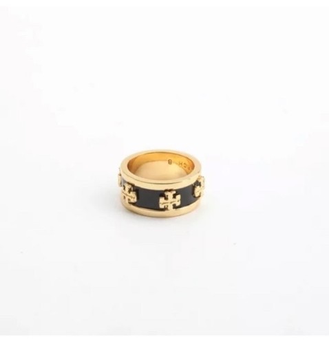 Anello bracciale Tory Burch placcato oro smalto nero