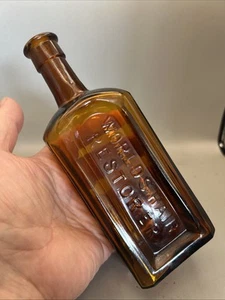 NICE VICTORIAN RED AMBER BOTTLE ‘MRS ALLENS WORLDS HAIR RESTORER NEW YORK’ - Foto 1 di 7