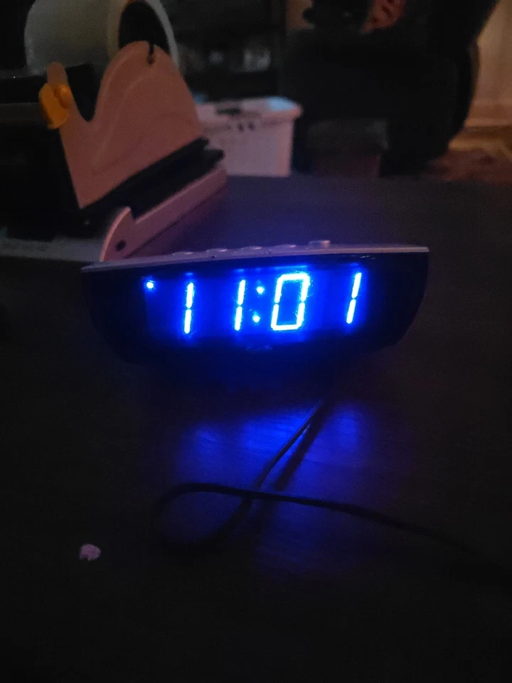 Equity 75903 Blue LED DigitaL Alarm Clock. SOME SURFACES SCRATCHES *SEE PHOTOS* - Image 1 of 4