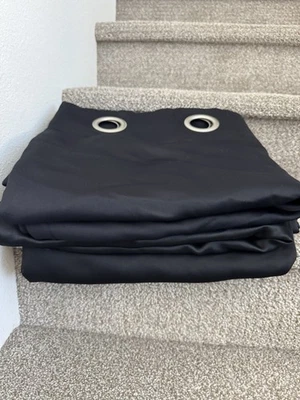 Black Curtain Panels 92”X 50” 3 panels With Silver Grommets - Image 1 of 4