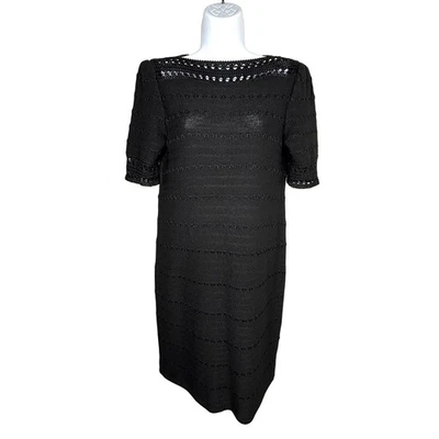 Vestido Vaina De Colección Adolfo Saks Fifth Avenue Negro Tejido Crochet Pequeño LUJO Hecho a Mano Foto 1 de 4