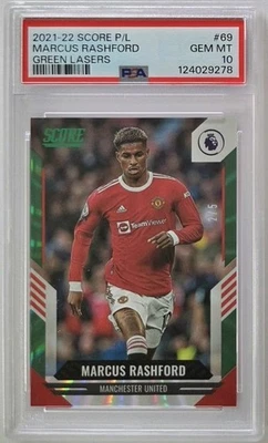 2021-22 Panini Score Premier League Marcus Rashford /5 Green Lasers #69 PSA 10 - Image 1 of 2