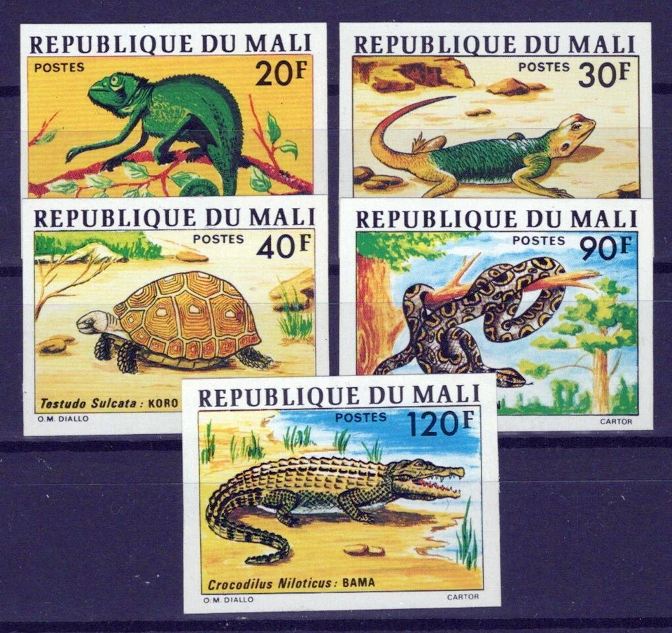 Mali 250-254 MH Imperf Reptiles Snakes Lizards Zayix Stamps 0225S0464 - Image 1 of 1