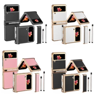 Case for Samsung Galaxy Z Flip 4 Electroplated Leather Flip Case Phone Cover - Picture 1 of 21