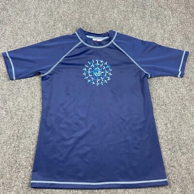 Kanu Rash Guard Shirt Boys Medium Blue Short Sleeve UV Protection Stretch - Image 1 of 4