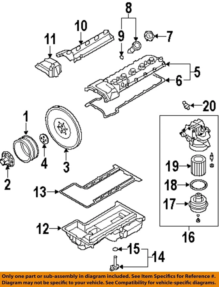 BMW OEM 06-10 M5,M6 Motor Piezas-Elemento 11427840594 Foto 1 de 1
