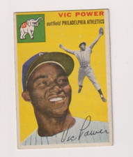 VIC POWER 1954 TOPPS BASEBALL VINTAGE ROOKIE CARD #52 PHILADELPHIA ATHLETICS