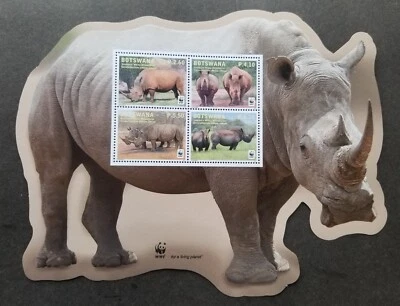 Botswana WWF Southern White Rhinoceros 2011 Wildlife (ms MNH *odd shape *unusual - Image 1 of 4