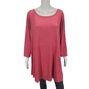 Joan Rivers Empire Waist Tunic Top with 3/4 Sleeves 3X Plus Size Rouge Shirt - Picture 1 of 11