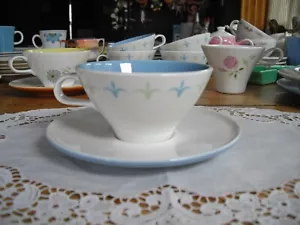 Taza de té + platillo vintage informal True China de Iroquois Ben Seibel Fleur-de-Lis - Imagen 1 de 14