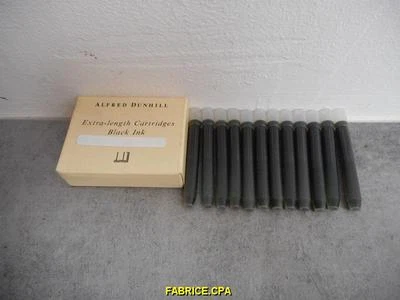BOITE DE 12 CARTOUCHES D'ENCRE NOIRE EXTRA LENGTH CARTIDGES BLACK ALFRED DUNHILL