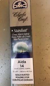 Charles Craft Stardust Aida Cloth 14 Count Gold Dusted Metallic - Picture 1 of 2