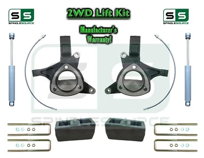 2015+ Silverado Sierra 1500 2WD 5" / 3" Lift Spindle Kit STAMPED / ALUM + SHOCKS - Image 1 of 2