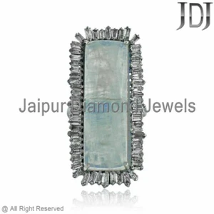 Anillo Victoriano De Diamante Baguette De Piedra Luna De Gemas De Plata 925 - Imagen 1 de 6