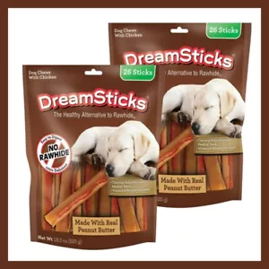 DreamBone DreamSticks Dog Chews with Chicken & Peanut Butter 2 packs of 26 - Picture 1 of 8