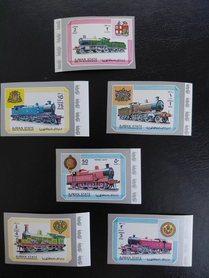 Estampillas estatales de Ajman 1972 (locomotoras), perforadas, MNH, OG Foto 1 de 1