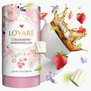 LOVARE Strawberry marshmallow Tea 80g Loose Leaf Green Tea Blend - Picture 1 of 5