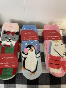 Wondershop Kids XS-S 11-1 Super-soft Crew Socks 6 Pairs Unicorn Cat Penguin NWT - Picture 1 of 6