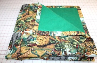 Child Blanket made with Vintage Jungle Animal print. 36x39. Fleece Backing. - Image 1 of 4