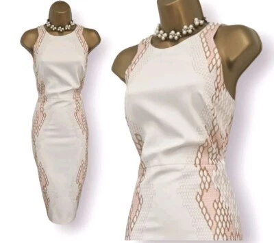 Karen Millen Ivory Lace - Snake Effect Wiggle Pencil Special Occasion Dress UK 8 - Image 1 of 4